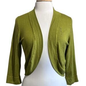 NWT Jessica Howard Open-Front Cardigan Shrug Bolero Women Large Avocado Green